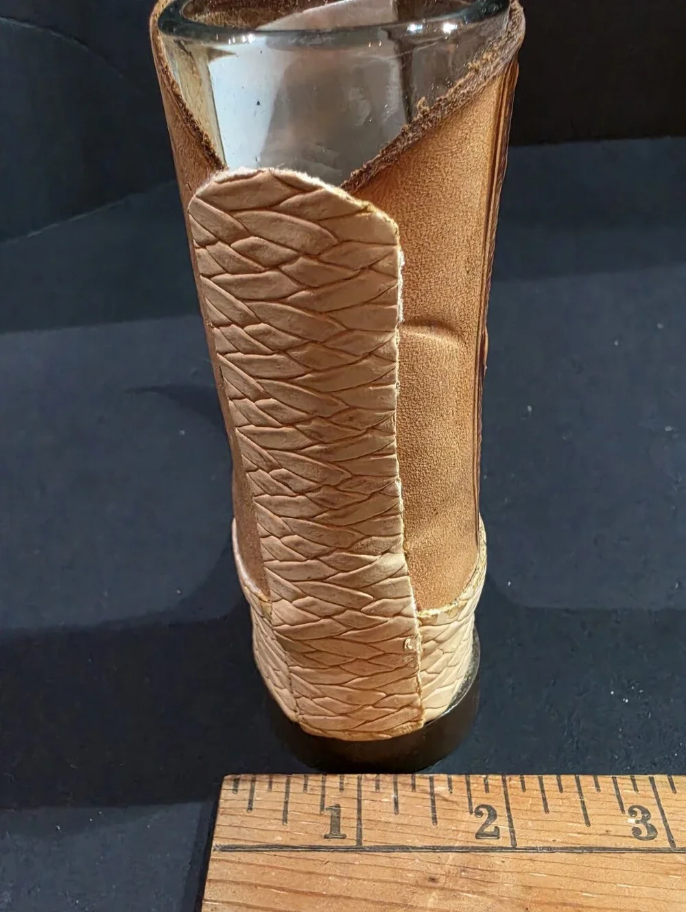 Texas Tooled Leather Mini Boot Shot Glass